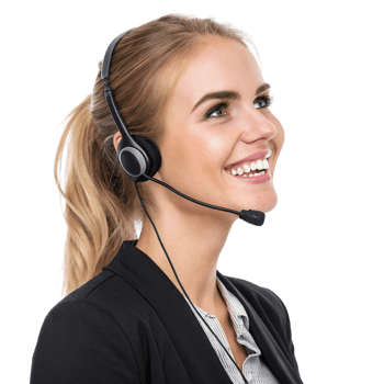 smiling woman wearing headset, showcasing professional appearance, ideal for customer service or technical support roles png