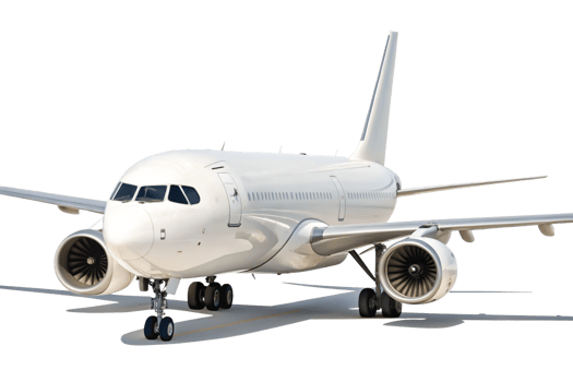 Modern White Airplane on Runway Front View, Commercial Jet Aircraft png