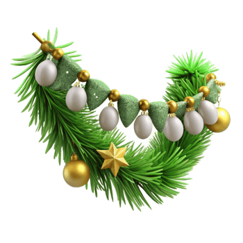 dramatic creative Holiday Garland Green Pine Sprigs Transparent detailed png