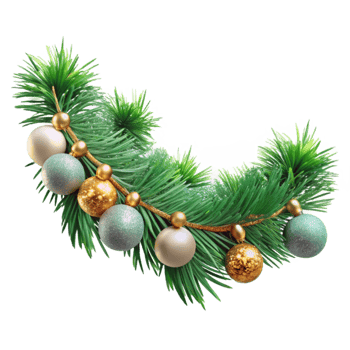 serene classic Holiday Garland Green Pine Sprigs Transparent premium png
