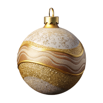 stunning traditional Holiday Ornament Gold Glitter Transparent Background high resolution png
