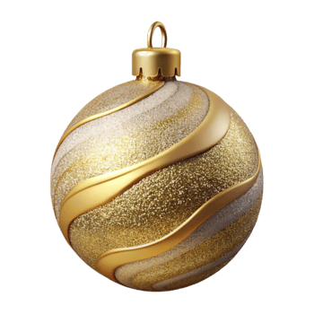vibrant artistic Holiday Ornament Gold Glitter Transparent Background exclusive png