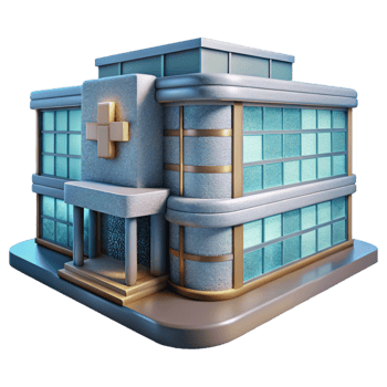 serene creative Hospital Building Exterior View Transparent Architecture premium png