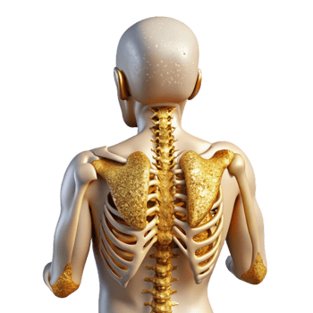 serene minimalist Human Skeleton Back View Cutout Anatomy Chart detailed png