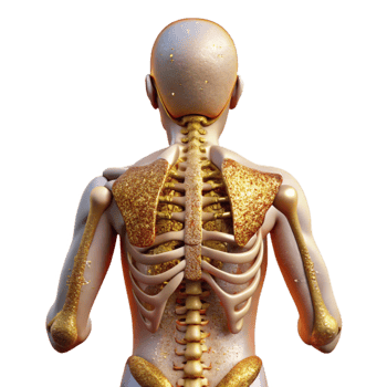 serene artistic Human Skeleton Back View Cutout Anatomy Chart authentic png