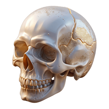 dramatic traditional Human Skull Anatomy Transparent Background Medical Illustration high quality png