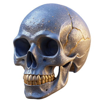 elegant modern Human Skull Front View Detailed Isolated Anatomy Reference detailed png