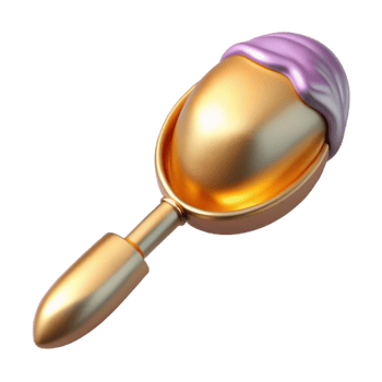 dramatic contemporary Ice Cream Scoop gold Utensil Isolated Dessert Tool high quality png