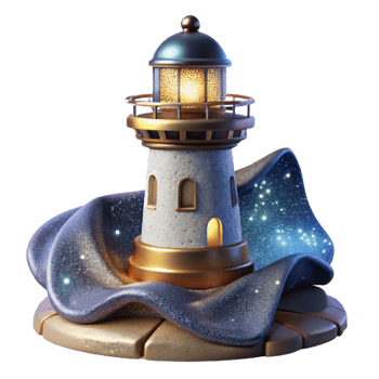 stunning abstract Lighthouse at Night Transparent Background for Coastal Landscapes premium png