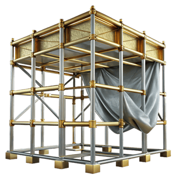 extraordinary classic gold Scaffolding Structure Framework Isolated Building Site authentic png