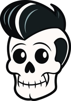 Skull with a distinctive rockabilly hairstyle vector