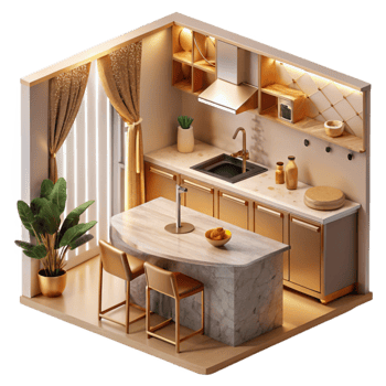 beautiful abstract Modern Apartment Interior Kitchen Cutout Residential Design original png
