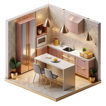 impressive abstract Modern Apartment Interior Kitchen Cutout Residential Design png
