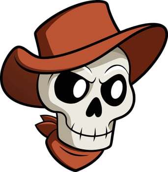Skull wearing a cowboy hat and bandana vector