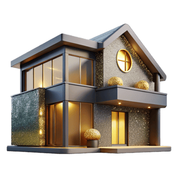beautiful contemporary Modern House Exterior Front View Cutout Residential Architecture premium png