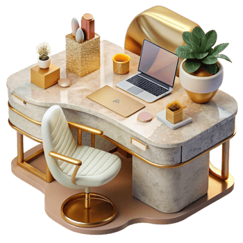 vibrant classic Modern Office Desk Workspace Cutout for Marketing Professional exclusive png