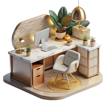 elegant abstract Modern Office Interior Workspace Cutout for Architectural Visualization original png