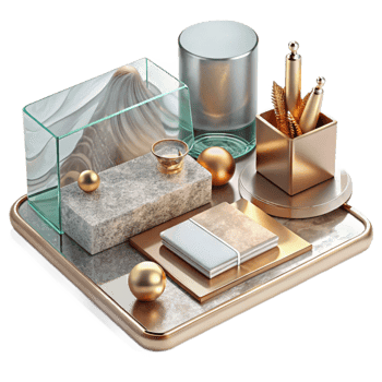 extraordinary minimalist Modern Stationery Mockup on Marble Table Isolated professional png
