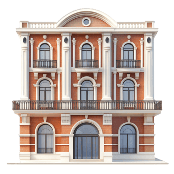 Colorful European-Style Residential and Commercial Building png