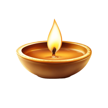 Traditional Golden Oil Lamp Diya with Flame png