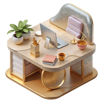 magnificent classic Office Desk Corporate Identity Mockup Cutout for Presentations png