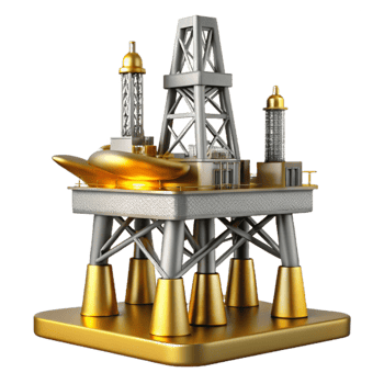 dramatic artistic Oil Rig Silhouette Isolated Cutout for Offshore Industry professional png