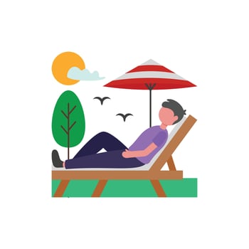 Sun Bathing Flat Illustration vector