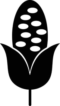 corn icon. style design isolated on white background. black flat design vector