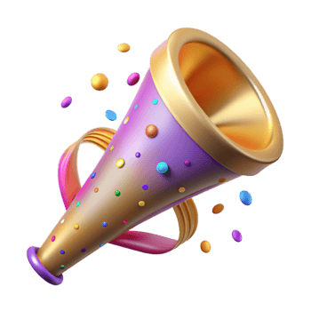 extraordinary rustic Party Horn with Colorful Confetti Cutout exclusive png