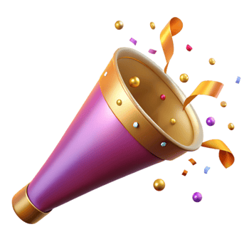 magnificent classic Party Horn with Confetti Isolated for Birthday Fun original png