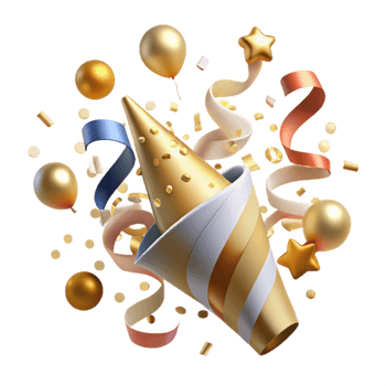 extraordinary artistic Party Streamers and Confetti Explosion Cutout exclusive png