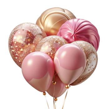 elegant artistic Pink Balloons Celebration Decor Transparent Background detailed png
