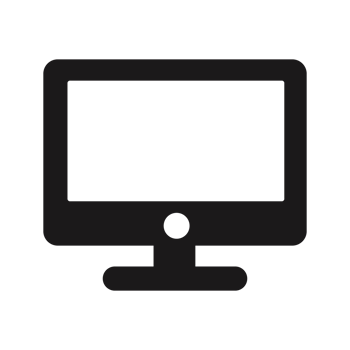 A solid black icon depicting a computer monitor. png