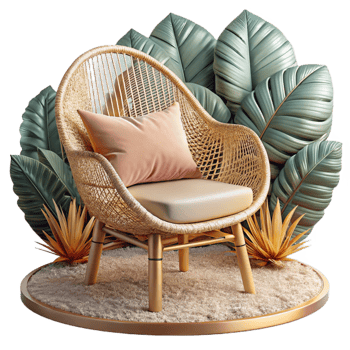 stunning minimalist Rattan Chair Isolated Bohemian Home Decor Element high resolution png