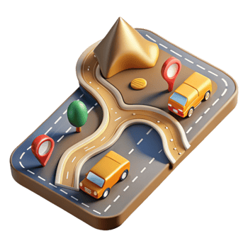 dramatic modern Road Map with Traffic Flow and Congestion Isolated for Transportation Monitoring professional png