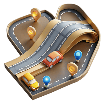 serene abstract Road Map with Traffic Flow and Congestion Isolated for Transportation Monitoring png