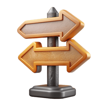 wonderful classic Road Sign with Direction Arrows Cutout for Traffic Management premium png