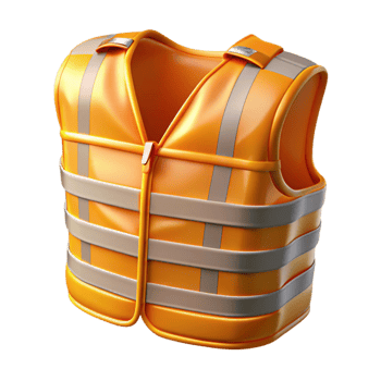vibrant vintage Safety Vest Orange Reflective Strips Cutout Construction Safety png