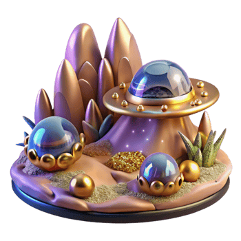 dramatic classic Sci Fi Alien Landscape Isolated for Fantasy Worlds premium png