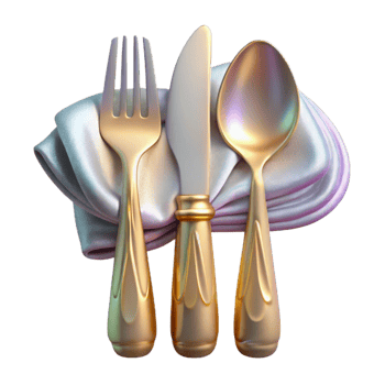elegant creative Silverware Set Fork Knife Spoon Dining Utensils Stainless Steel Transparent high resolution png