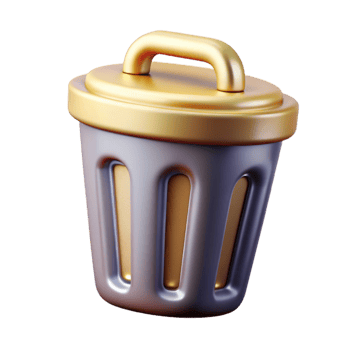 vibrant classic Simple Trash Can Delete Icon Cutout for File Management detailed png