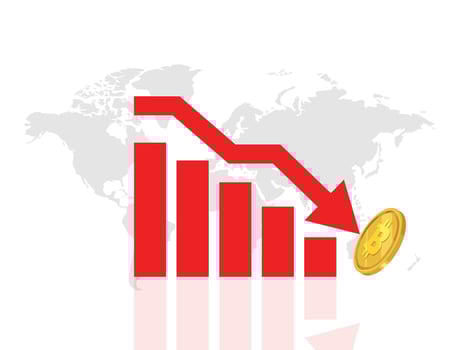 Bitcoin Price Decline Market Downturn Depicted in Red Chart vector