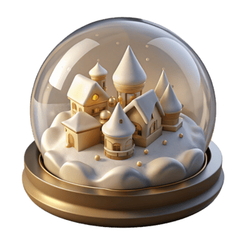 vibrant traditional Snow Globe Scene Winter Village Cutout original png