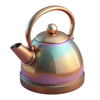 beautiful artistic Tea Kettle Stainless Steel Design Cutout for Beverage Ads premium png