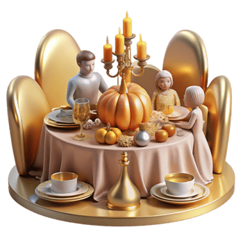 impressive traditional Thanksgiving Family Dinner Isolated for Holiday Gathering png