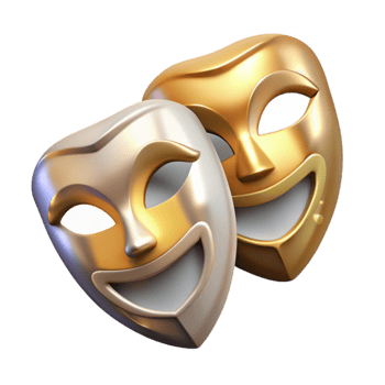 serene modern Theater Masks Drama Icon Isolated for Performing Arts high quality png