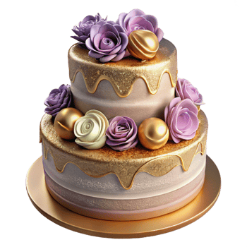 elegant modern Tiered Wedding Cake with Flowers Dessert Cutout professional png