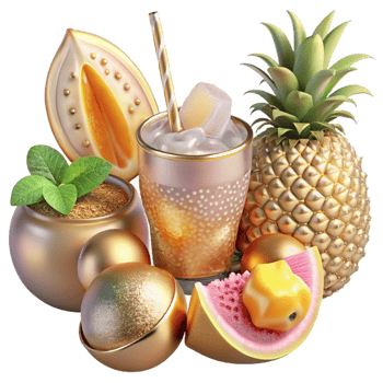 magnificent minimalist Tropical Fruits Exotic Drinks Transparent for Vacations premium png