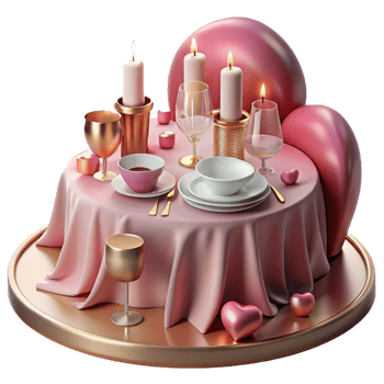 impressive rustic Valentines Day Romantic Dinner Setting Cutout for Couple's Night premium png