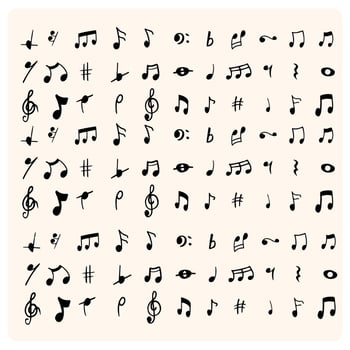 Music note sketch style. Doodle melody symbol set. vector